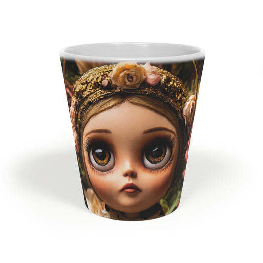 Latte Mug — Vintage Doll Art Floral Latte Cup (12 oz)