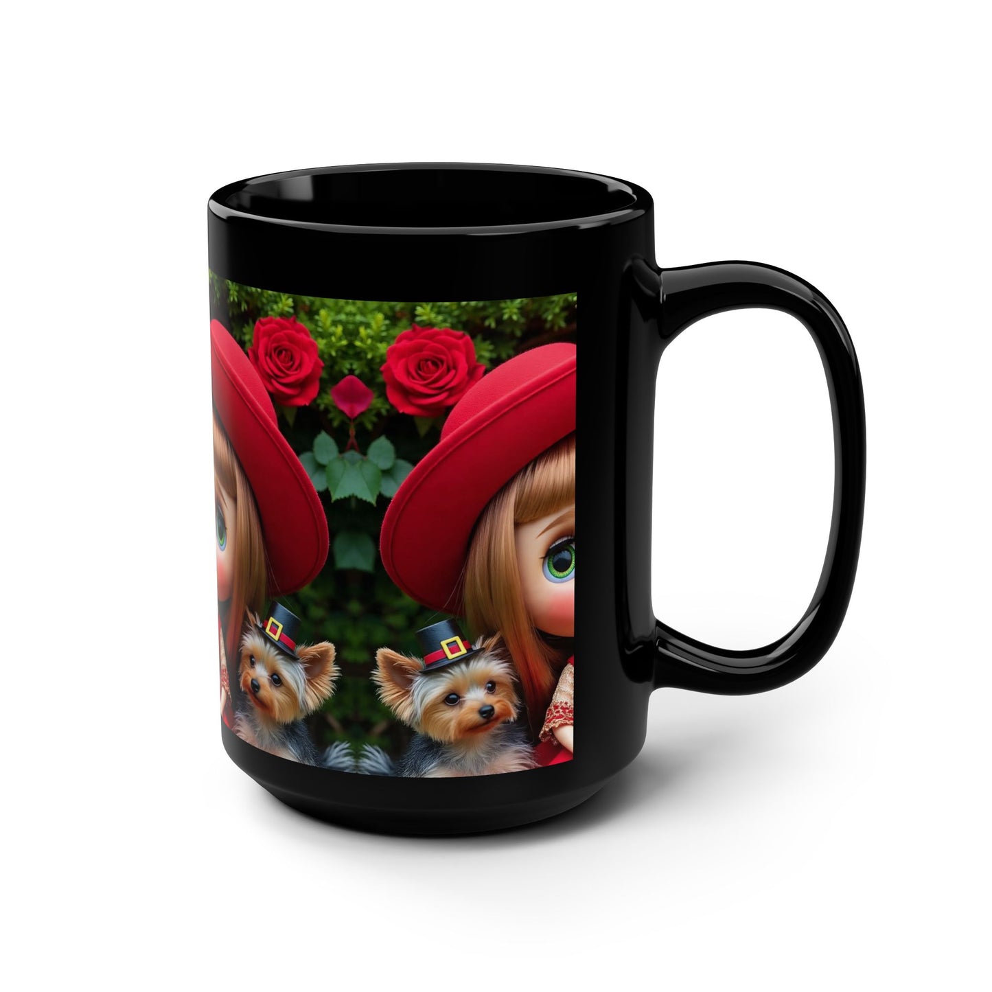 Blythe Doll in Red Hat with Yorkies Coffee Cup