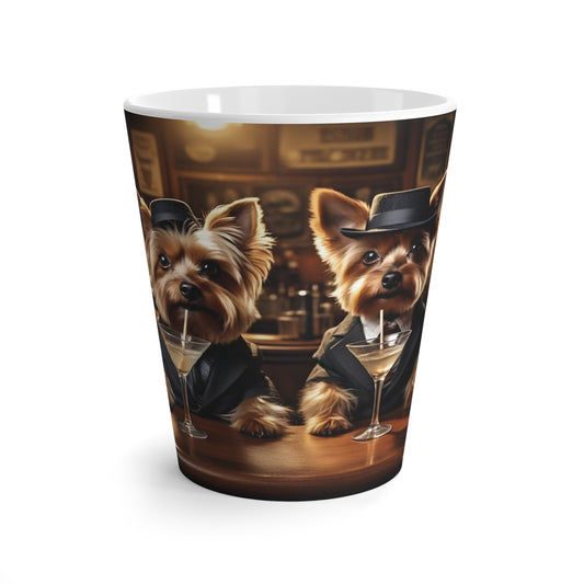 Yorkshire Terrier Bar Mug — Cute Dogs in Vintage Bar Scene Latte Mug
