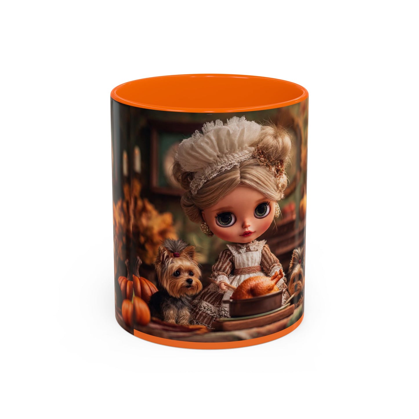 Autumn Blythe Doll & Pup Coffee Mug — Halloween Pumpkin Accent (11/15oz)
