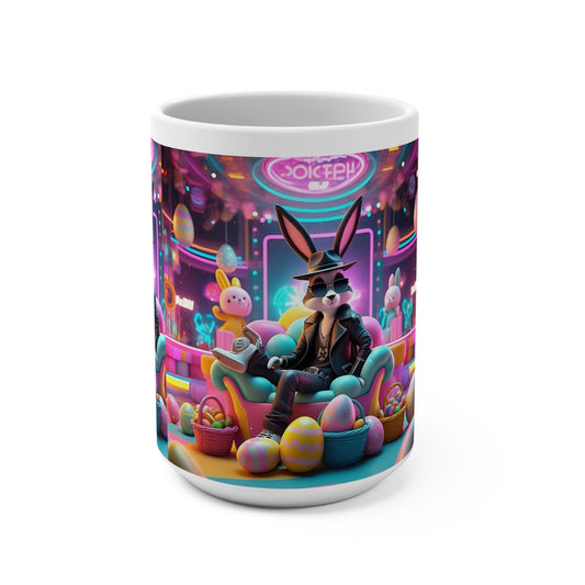 Cool Bunny Easter Mug 15oz - Retro Vibe for Coffee Lovers