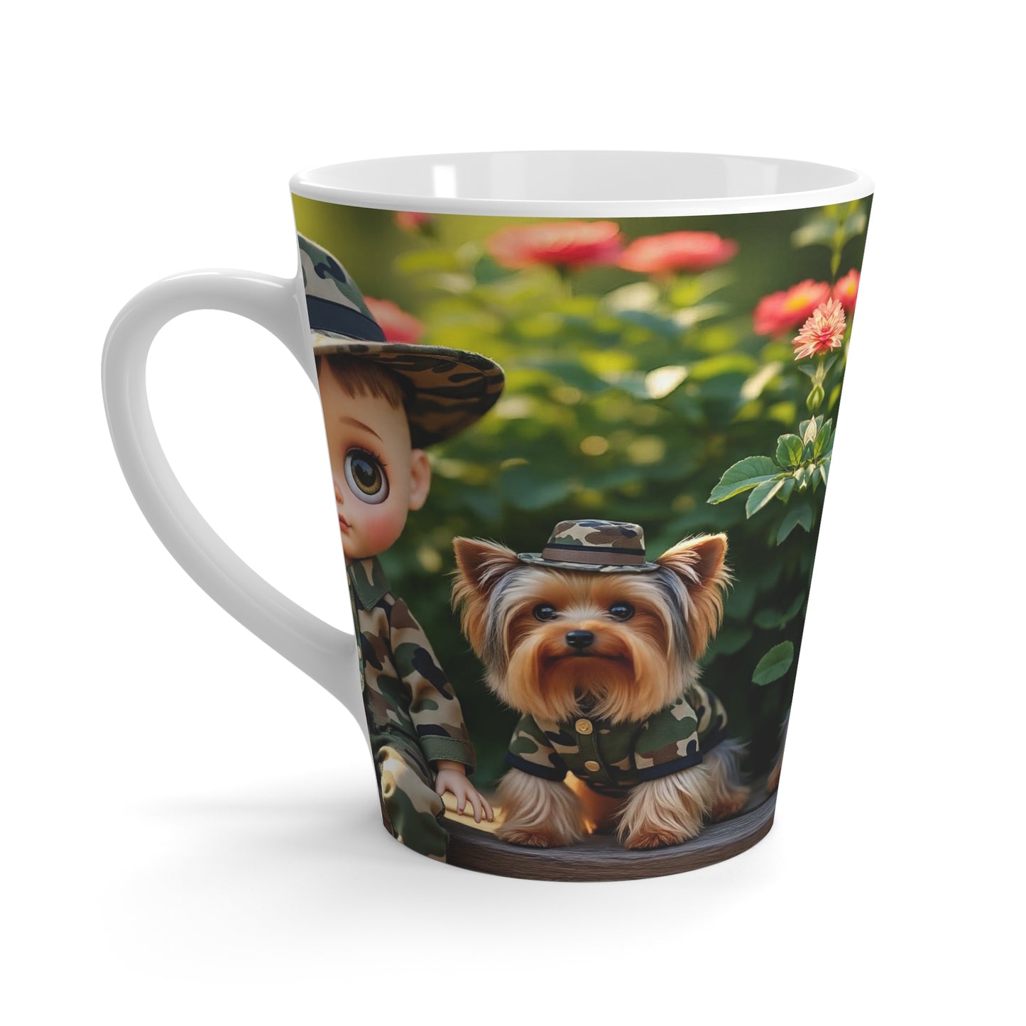 Latte Mug — Cute Yorkie in Camo Latte Mug | Cute Dog Gift for Pet Lovers
