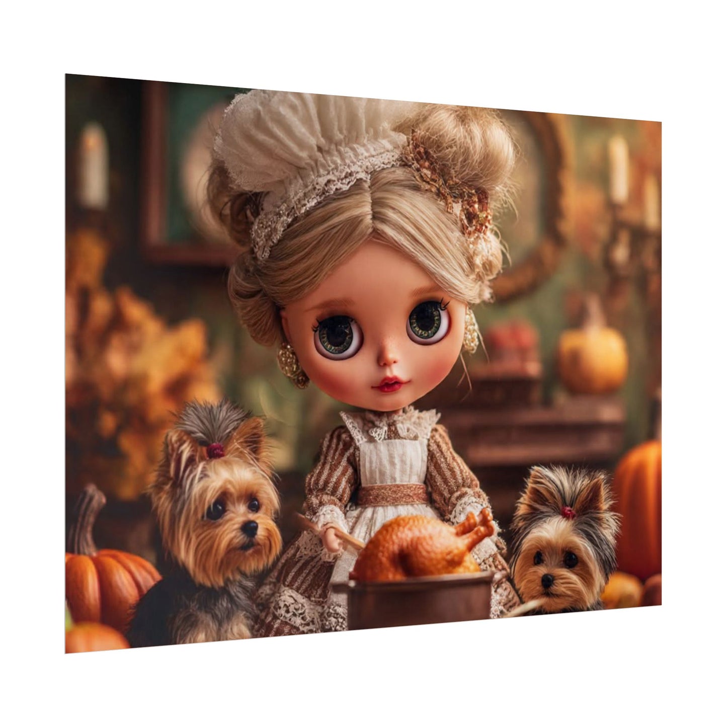 Poster Prints - Thanksgiving and Yorkshire Terriers Design