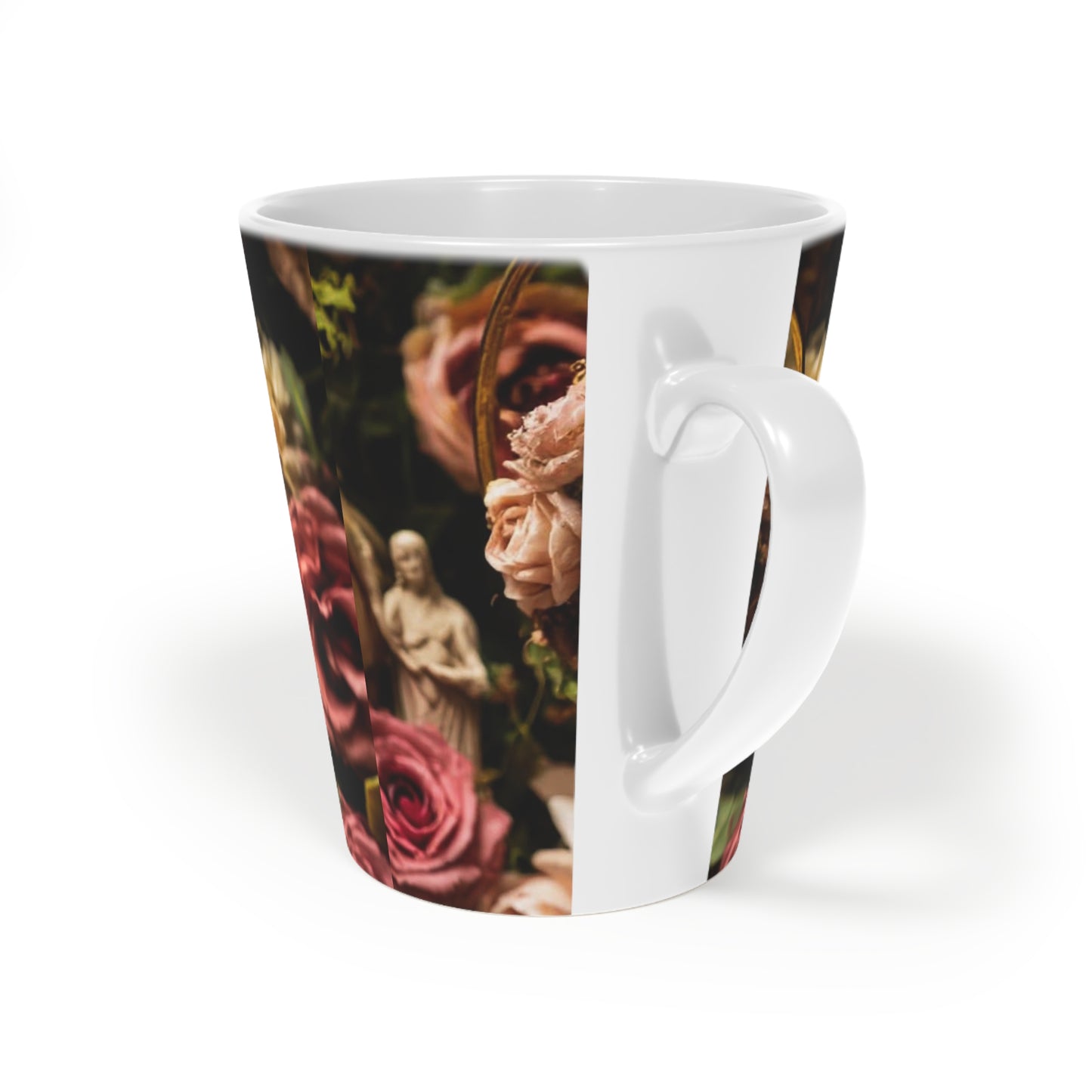 Latte Mug — Vintage Doll Art Floral Latte Cup (12 oz)