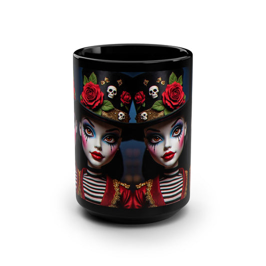 Gothic Fantasy Mug, 15oz Skull and Roses Design, Perfect for Halloween, Gift for Horror Lovers, Unique Coffee Cup, Artistic Drinkware