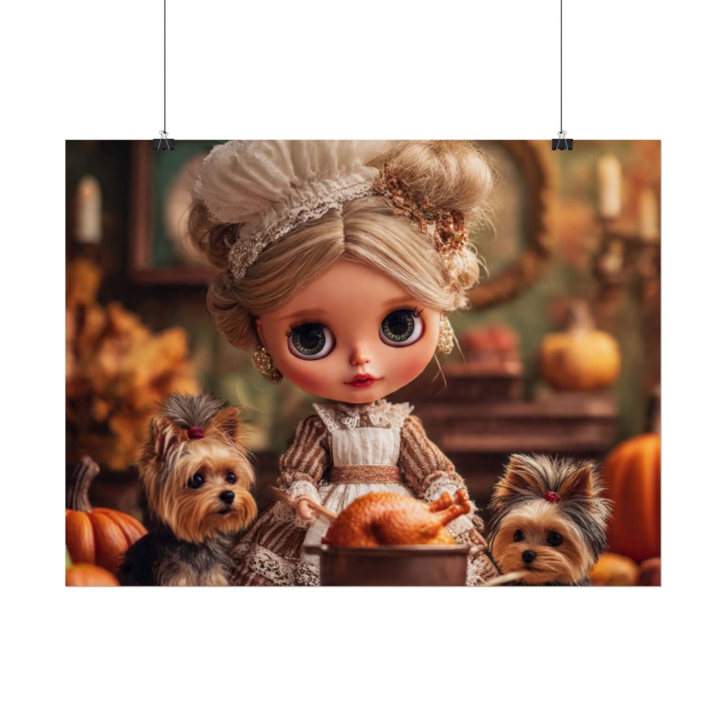 Poster Prints - Thanksgiving and Yorkshire Terriers Design