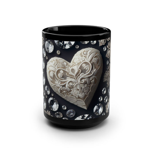 Black Mug, 15oz🤍💜