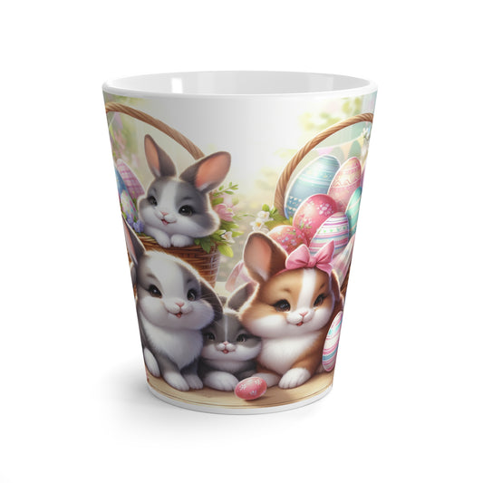 Cute Bunny Easter Latte Mug with Decorative Eggs
