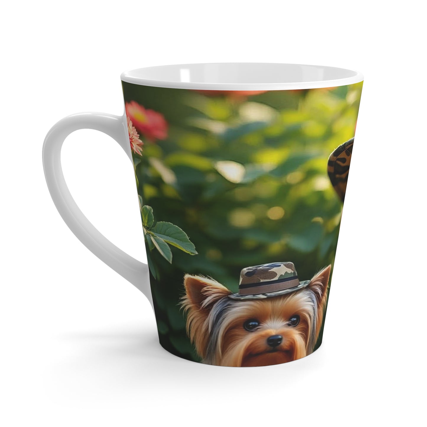 Camo Doll & Yorkie Latte Mug — Cute Military Puppy Coffee Cup