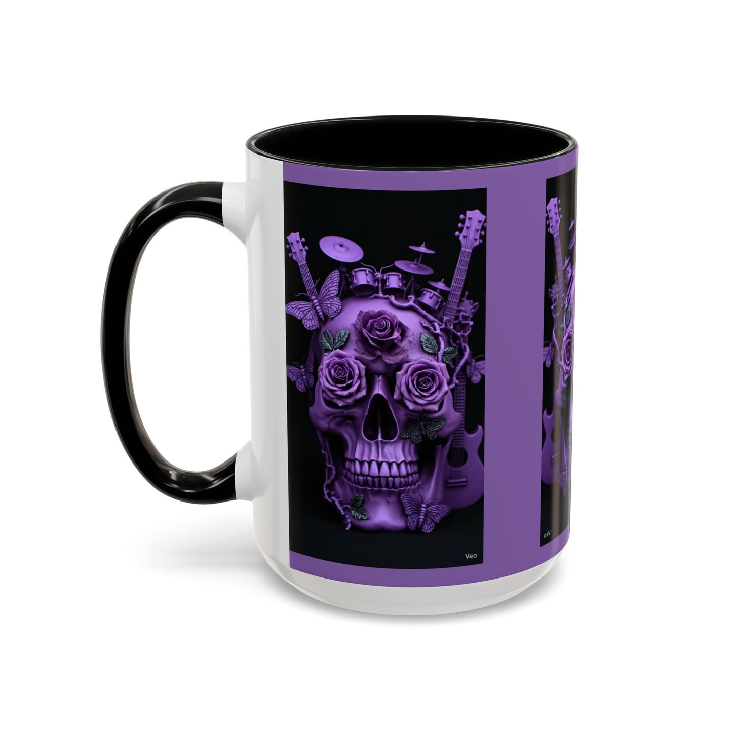 Purple Skull & Roses Coffee Mug — Gothic Rock Music Accent Mug (11/15oz)