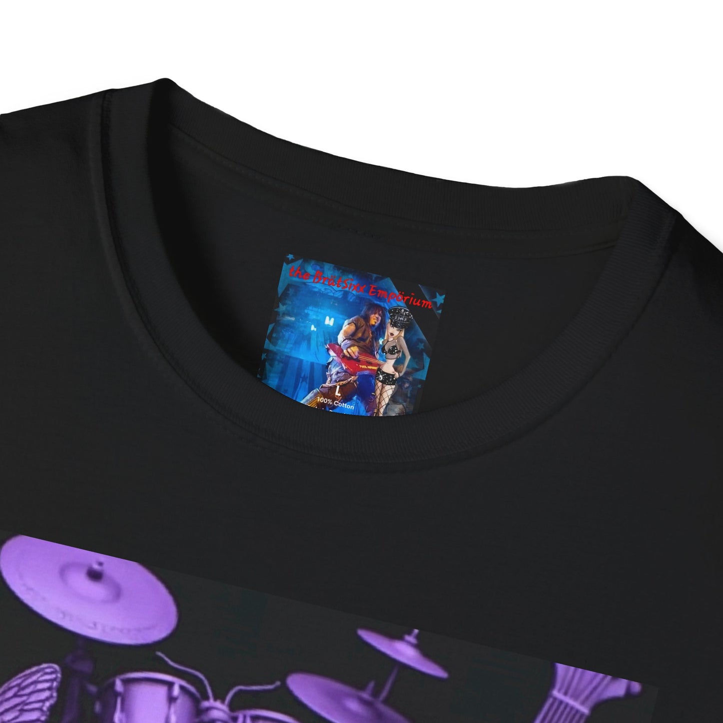 Skull & Roses Graphic Tee — Purple Rock Music Skull Back Print T-Shirt