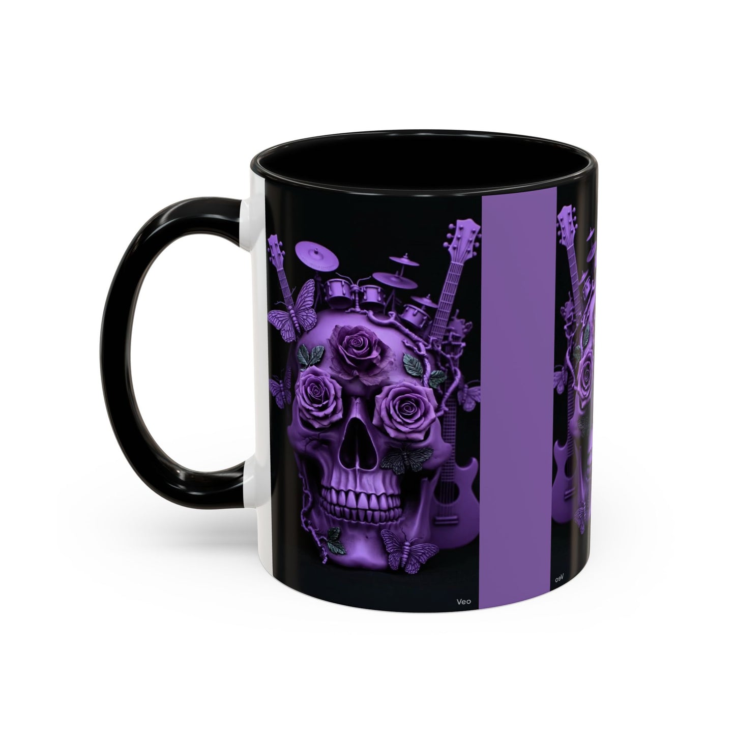 Purple Skull & Roses Coffee Mug — Gothic Rock Music Accent Mug (11/15oz)