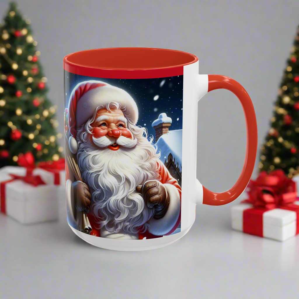 Santa Claus 🎅 Accent Coffee Mug (11, 15oz)